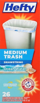Hefty Medium Trash Bags,Ocean Water Scent,8 Gallon,26 Count (Pack of 12)