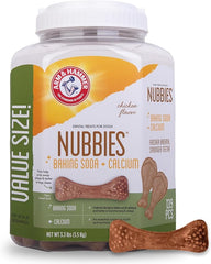 Arm & Hammer for Pets Nubbies Dental Treats Value Size - Baking Soda & Calcium Dog Dental Chews, Helps Scrub Plaque & Tartar While Chewing, Chicken Flavor, 139 Count, 52.8 Oz - 6 Pack