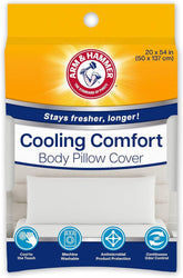 Arm & Hammer Cooling Comfort Zippered Body Pillow Cover, 20 x 54, White