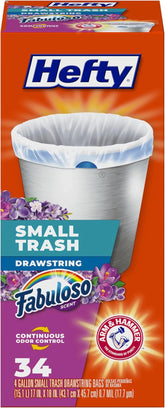 Hefty Small Trash Bags, Fabuloso Scent, 4 Gallon, 34 Count