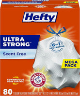 Hefty Ultra Strong Tall Kitchen Trash Bags, Unscented, 13 Gallon, 80 Count