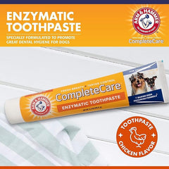 Arm & Hammer Complete Care Enzymatic Dog Toothpaste with Baking Soda and Calcium, Fluoride Free Formula for Plaque Tartar Control and Fresh Breath, Chicken Flavor, 6.2 Oz - 6 Pack