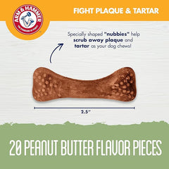 Arm & Hammer for Pets Nubbies Dental Treats - Baking Soda & Calcium Dog Dental Chews, Nubbed Texture Helps Scrub Plaque & Tartar While Chewing, Peanut Butter Flavor, 20 Count, 7 Ounce