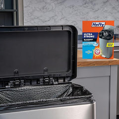 Hefty Ultra Strong Trash Bags, Black Tall Kitchen Trash Bags 13 Gallon Size, Break Resistant Drawstring Enclosure, Continuous Odor Control, Blackout, Clean Burst Scent, 80 Bags