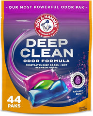 ARM & HAMMER™ Deep Clean Odor Formula Laundry Detergent Power Paks, Laundry Odor Remover, Radiant Burst Scent, 44 Count, 44 Loads
