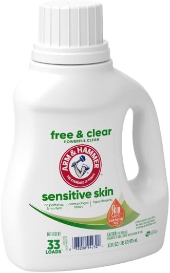 ARM & HAMMER Sensitive Skin Free & Clear, 33 Loads Liquid Laundry Detergent, 33 Fl oz