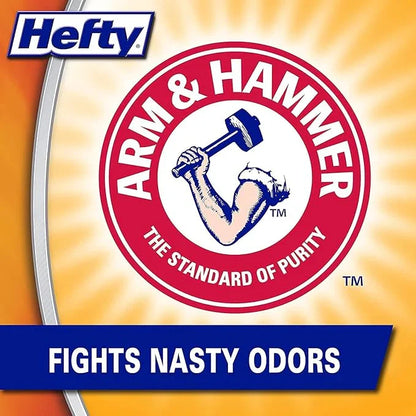 Hefty Ultra Strong Multipurpose Trash Bags, Black Large Flexible Bags with Drawstring, White Pine Breeze Scent, 30 Gallon Bags, 25 CT Bags Per Pack (Pack of 12)