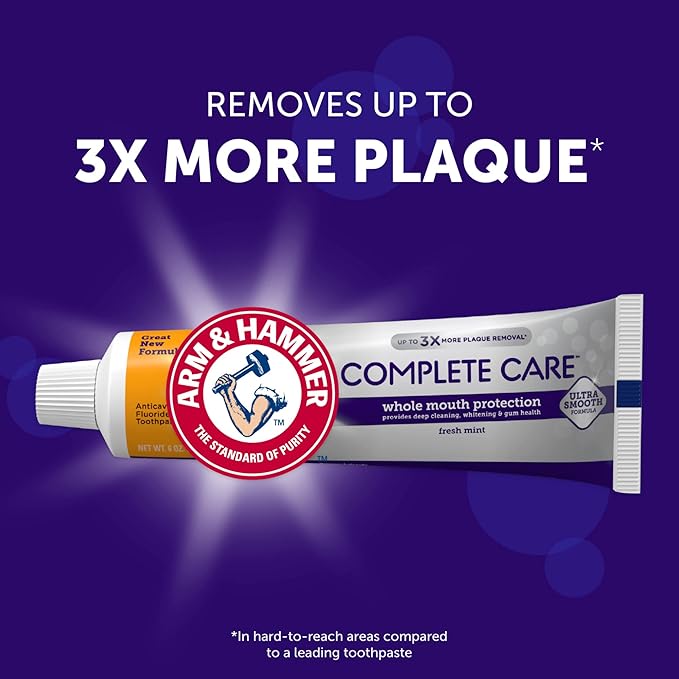 ARM & HAMMER Complete Care Toothpaste, Teeth Whitening Toothpaste, Fluoride, Whole Mouth Protection, Fresh Mint Flavor, 6.0 oz (Pack of 1)