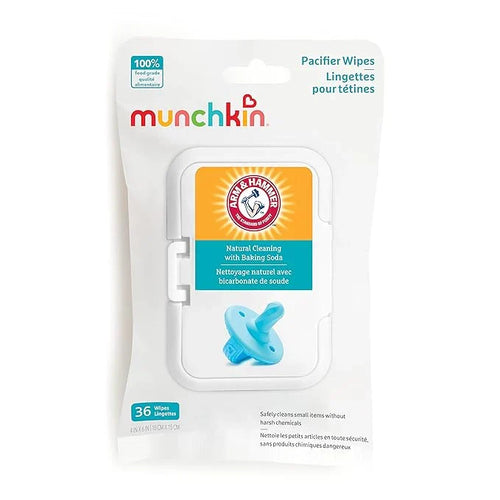 Munchkin Arm & Hammer Pacifier Wipes - Safely Cleans Breast Pump Parts and Feeding Essentials for Baby and Toddler, 1 Pack, 36 Wipes