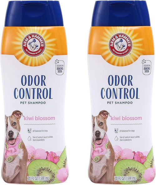 Arm & Hammer Deodorizing Dog Shampoo with Baking Soda for Odor Control, Tearless Moisturizing Formula for Sensitive Skin, Fresh Kiwi Blossom Scent, Safe for Dogs and Puppies, 20 Fl Oz - 2 Pack