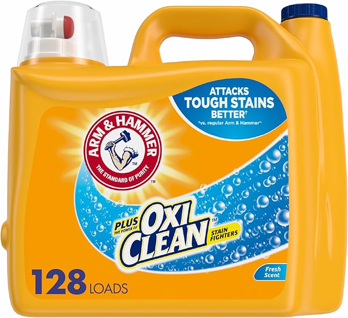 Arm & Hammer Plus OxiClean Fresh Scent, 128 Loads Liquid Laundry Detergent, 224 Fl oz