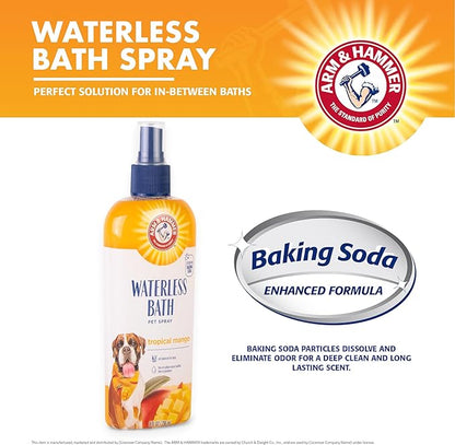 Arm & Hammer for Pets Waterless Bath Spray for Dogs Baking Soda, 8oz Mango Scent | Professional Quality Dog Grooming Spray, Free of Sodium Lauryl Sulfate & Parabens