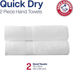 Arm & Hammer Quick Dry Hand Towels, 2 Piece, White