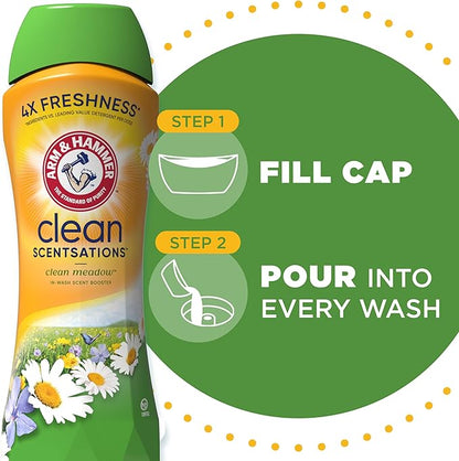 ARM & HAMMER Clean Scentsations In-Wash Scent Booster, Laundry Scent Booster Clean Meadow scent, 24 Oz