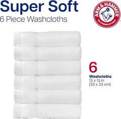 Arm & Hammer Super Soft Washcloths, 6 Piece, Light Blue