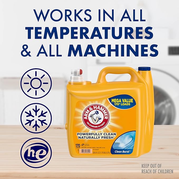ARM & HAMMER Laundry Detergent, Clean Burst Liquid Laundry Detergent, 229.5 Fl Oz Bottle