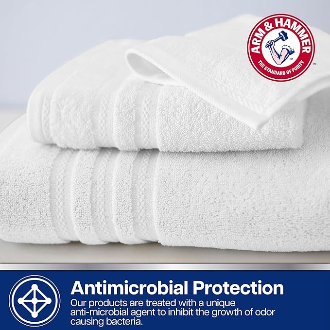 Arm & Hammer Performance Towel Washcloth Set, 6 Piece, Dark Blue