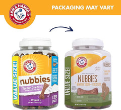 Arm & Hammer for Pets Nubbies Dental Treats Value Size - Baking Soda & Calcium Dog Dental Chews, Helps Scrub Plaque & Tartar While Chewing, Chicken Flavor, 139 Count, 52.8 Oz