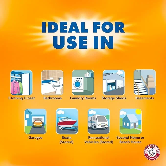 Arm & Hammer Clean Burst Moisture Absorber and Odor Eliminator Tubs, 14 oz, 3 Pack, Attract and Trap Excess Moisture, Eliminate Musty Odors, Convenient and Effective, White