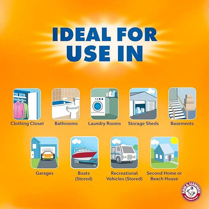 Arm & Hammer Clean Burst Moisture Absorber and Odor Eliminator Tubs, 14 oz, 3 Pack, Attract and Trap Excess Moisture, Eliminate Musty Odors, Convenient and Effective, White