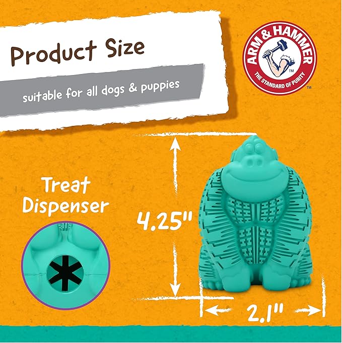 Arm & Hammer for Pets Super Treadz Gorilla Dental Chew Toy for Dogs - Dog Dental Toys Reduce Plaque & Tartar Buildup Without Brushing - Safe for Dogs up to 35 Lbs (Pack of 12)