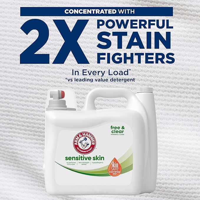 ARM & HAMMER Sensitive Skin Free & Clear, 140 Loads Liquid Laundry Detergent, 140 Fl oz