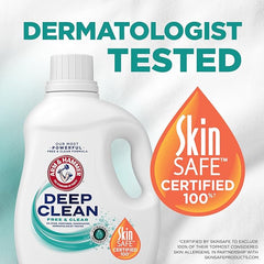 ARM & HAMMER Deep Clean Free & Clear Liquid Laundry Detergent, Free of Dyes, Perfumes and Phosphates, Suitable for Sensitive Skin, Dermatologist Tested, 102 Fl Oz, 68 Loads, (Pack of 2)