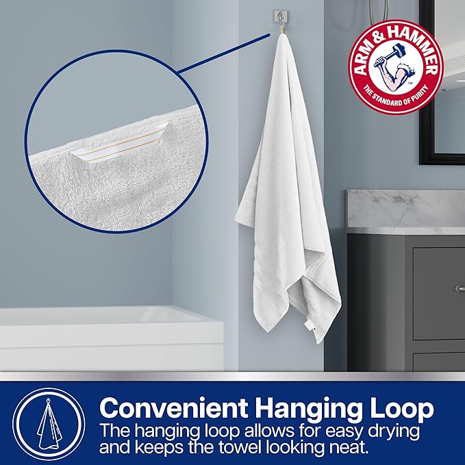 Arm & Hammer Performance Towel Washcloth Set, 6 Piece, Dark Blue