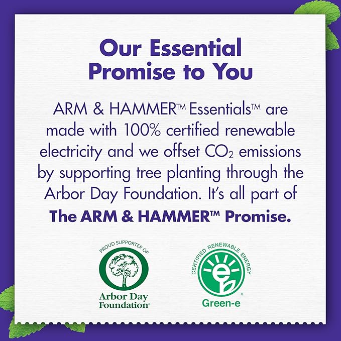 ARM & HAMMER Essentials Whiten & Strengthen Fluoride Toothpaste-4 Pack of 4.3oz Tubes, Fresh Mint- 100% Natural Baking Soda- Fluoride Toothpaste