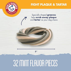 Arm & Hammer for Pets Smoothies Dental Treats for Dogs with Baking Soda and Calcium, Help Fight Bad Breath, Plaque & Tartar without Brushing, Mint, Ring Shaped, 32 Pcs (Packaging may vary)