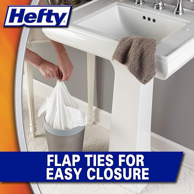 Hefty Small Garbage Bags, Flap Tie, Tropical Paradise Scent, 4 Gallon, 26 Count