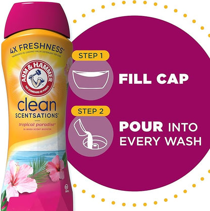 ARM & HAMMER Clean Scentsations In-Wash Scent Booster, Laundry Scent Booster Tropical Paradise scent, 45 Oz