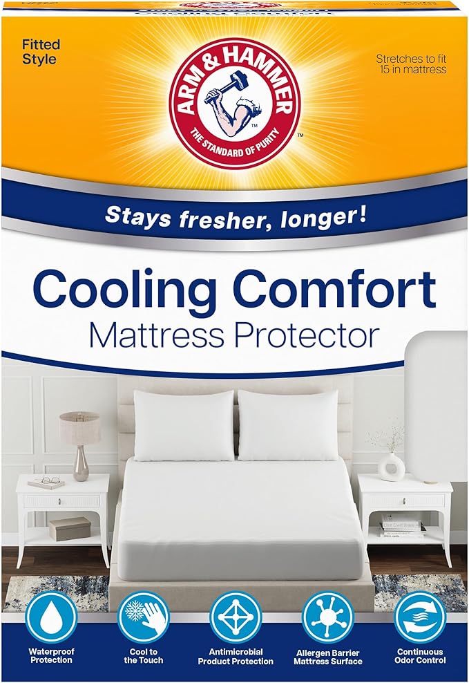 Arm & Hammer Cooling Comfort Fitted Mattress Protector, Full