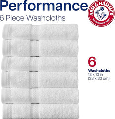 Arm & Hammer Performance Towel Washcloth Set, 6 Piece, Dark Blue