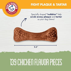 Arm & Hammer for Pets Nubbies Dental Treats Value Size - Baking Soda & Calcium Dog Dental Chews, Helps Scrub Plaque & Tartar While Chewing, Chicken Flavor, 139 Count, 52.8 Oz - 6 Pack
