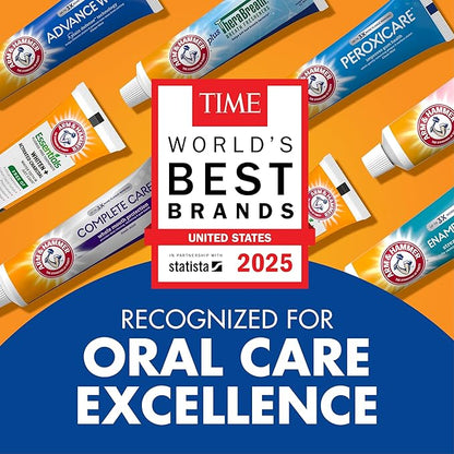 ARM & HAMMER Essentials Whiten & Strengthen Fluoride Toothpaste-4 Pack of 4.3oz Tubes, Fresh Mint- 100% Natural Baking Soda- Fluoride Toothpaste