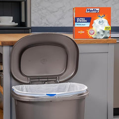 Hefty Ultra Strong Trash Bags, Tall Kitchen 13 Gallon Size, Drawstring Closure, Continuous Odor Control, White, Unscented, 110 Bags