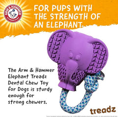 Arm & Hammer for Pets Super Treadz Large Elephant Dental Chew Toy for Dogs Dog Dental Toys for Aggressive Chewers Reduces Plaque & Tartar Without Brushing Safe for Dogs up to 35 Lbs