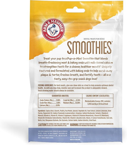Arm & Hammer for Pets Smoothies Dental Treats for Dogs with Baking Soda and Calcium, Treat Chews Help Fight Bad Breath, Plaque & Tartar without Brushing, Mint Flavor, 8 Pcs (Packaging may vary)