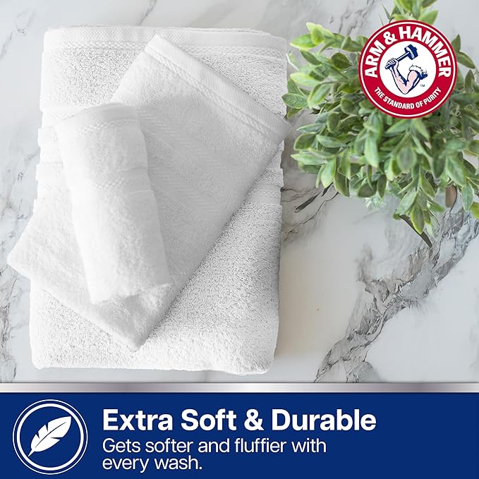 Arm & Hammer Performance Towel Washcloth Set, 6 Piece, Dark Blue