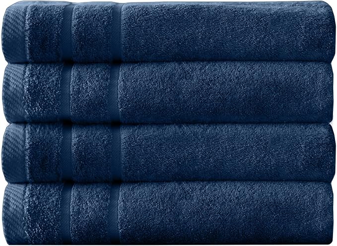 Arm & Hammer Super Soft Bath Towels, 4 Piece, Dark Blue