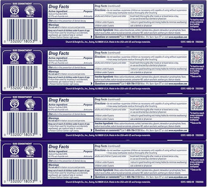 ARM & Hammer Complete Care Toothpaste, Teeth Whitening Toothpaste with Baking Soda, Fluoride, Whole Mouth Protection, Fresh Mint Flavor, 6.0 oz (Pack of 4)
