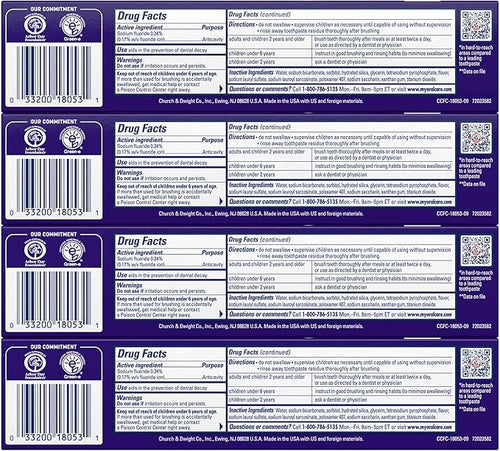 ARM & Hammer Complete Care Toothpaste, Teeth Whitening Toothpaste with Baking Soda, Fluoride, Whole Mouth Protection, Fresh Mint Flavor, 6.0 oz (Pack of 4)